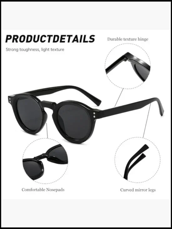 Vintage Round Sunglasses Retro Circle UV400 Protection Unisex - Picture 4 of 7